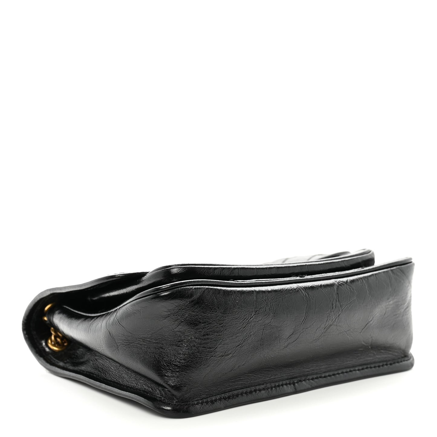 Crinkled Calfskin Matelasse Monogram Baby Niki Chain Satchel Black