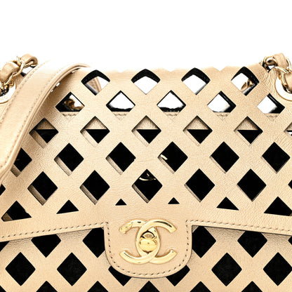 Chanel Metallic Lambskin Small Sea Through Flap Gold Black 10 of 14
