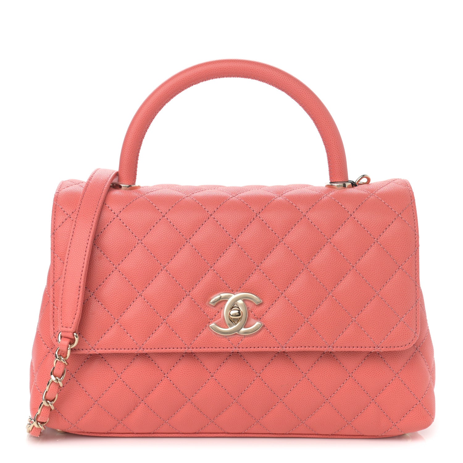 Chanel Caviar Quilted Small Coco Handle Flap Pink 1 of 11