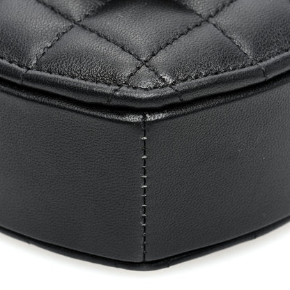 Chanel Lambskin Quilted CC In Love Heart Clutch With Chain Black 9 of 10