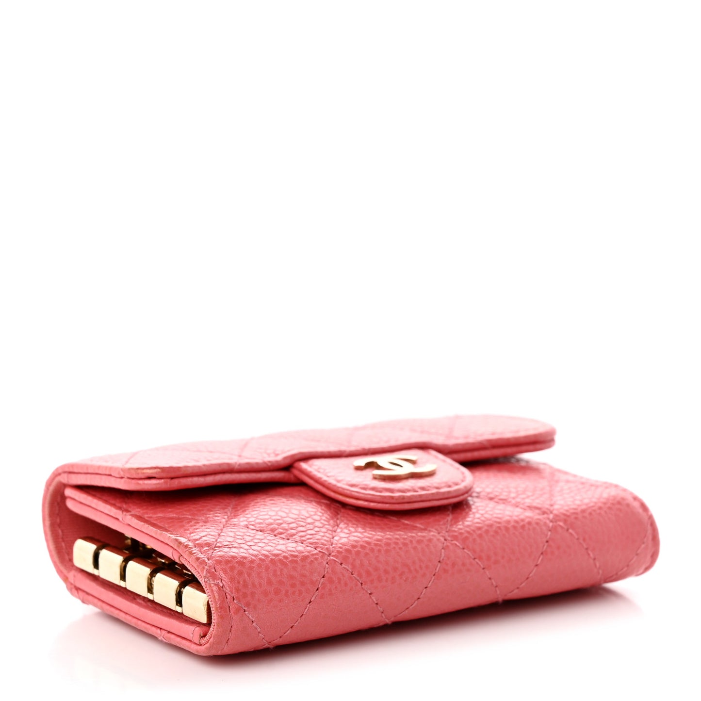 Caviar Quilted Classic 4 Key Holder Wallet Dark Pink