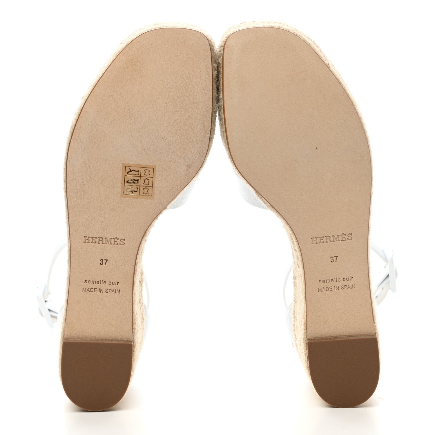 Hermes Goatskin Elda Espadrille Wedge Sandals 37 White 5 of 10