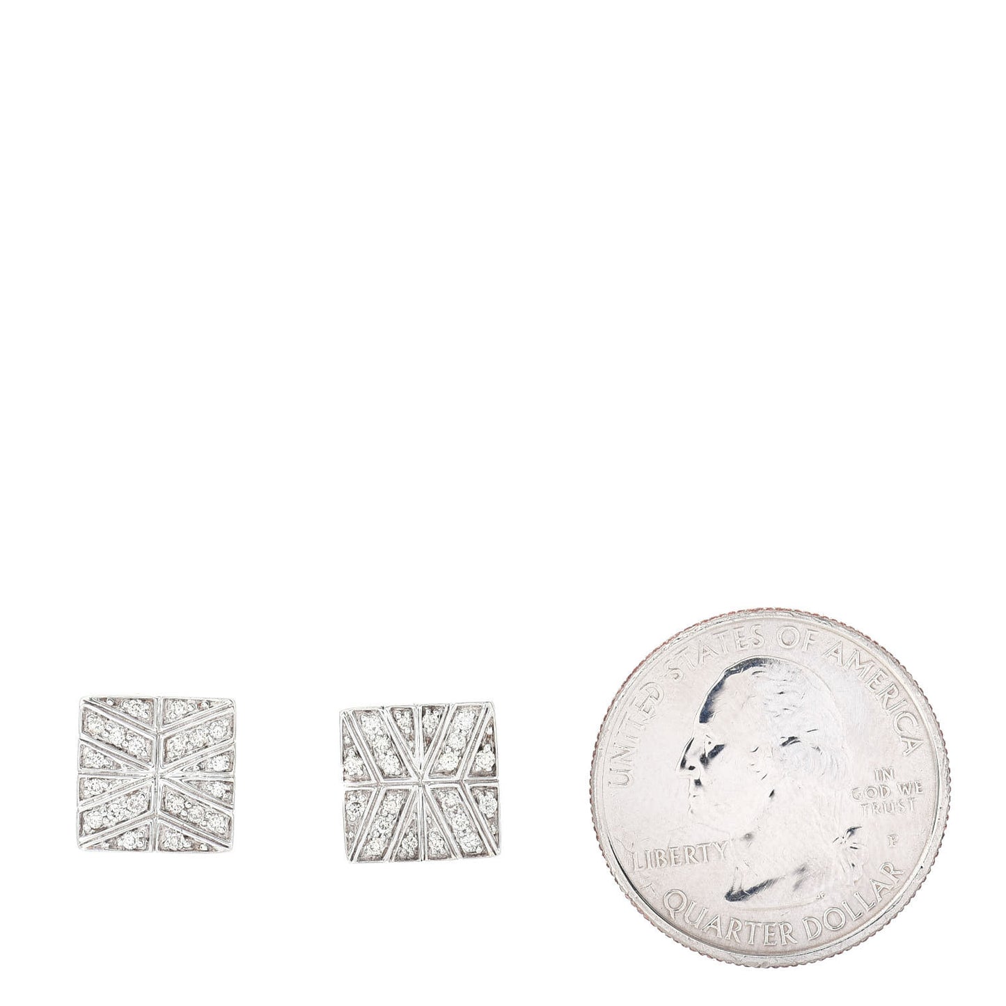 Sterling Silver Diamond Modern Chain Square Earrings