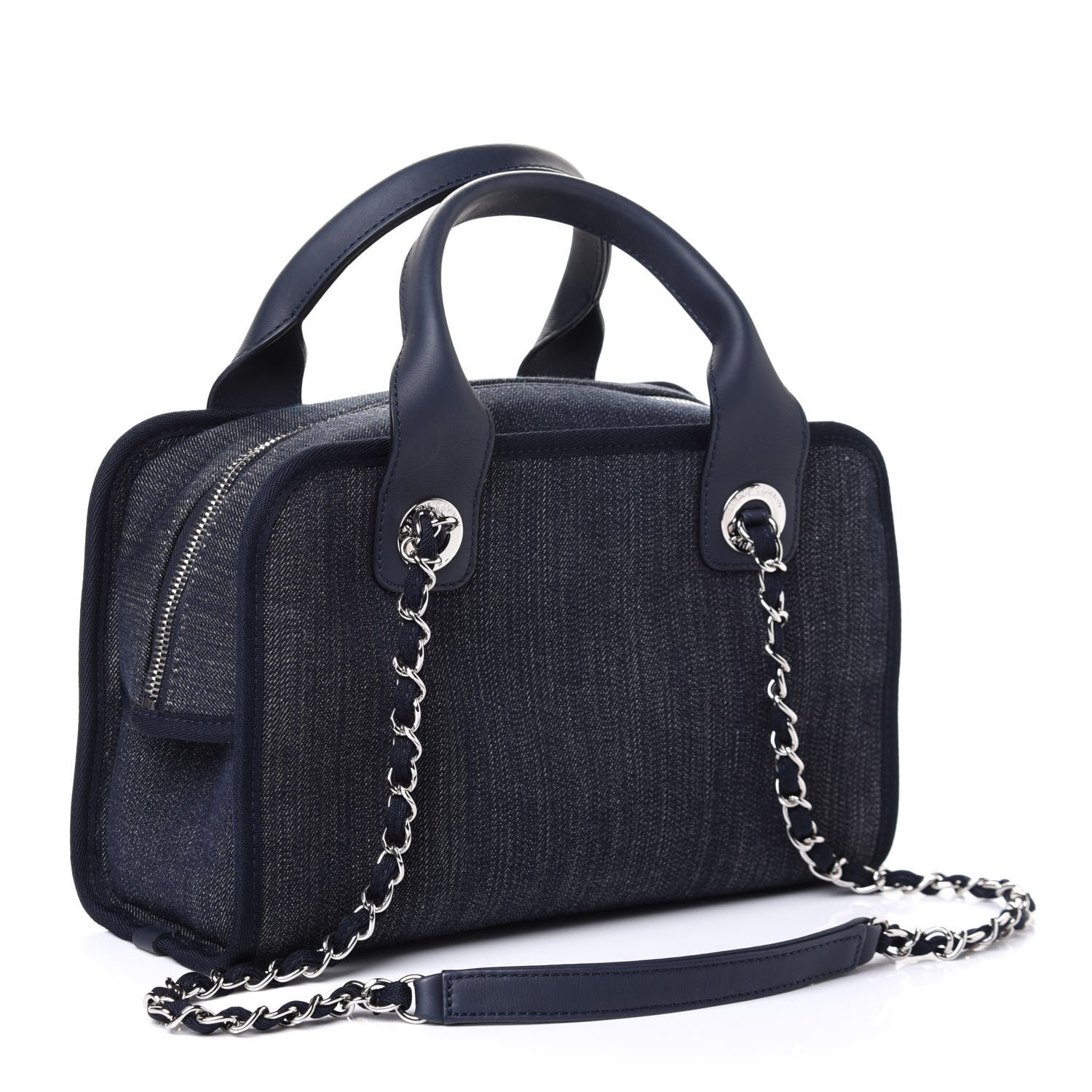 Chanel Denim Deauville Bowling Bag Blue 3 of 6