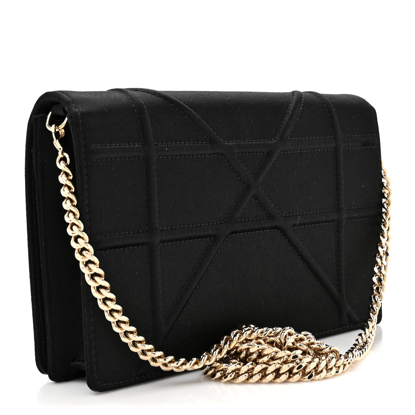 Satin Diorama Wallet on Chain Pouch Black