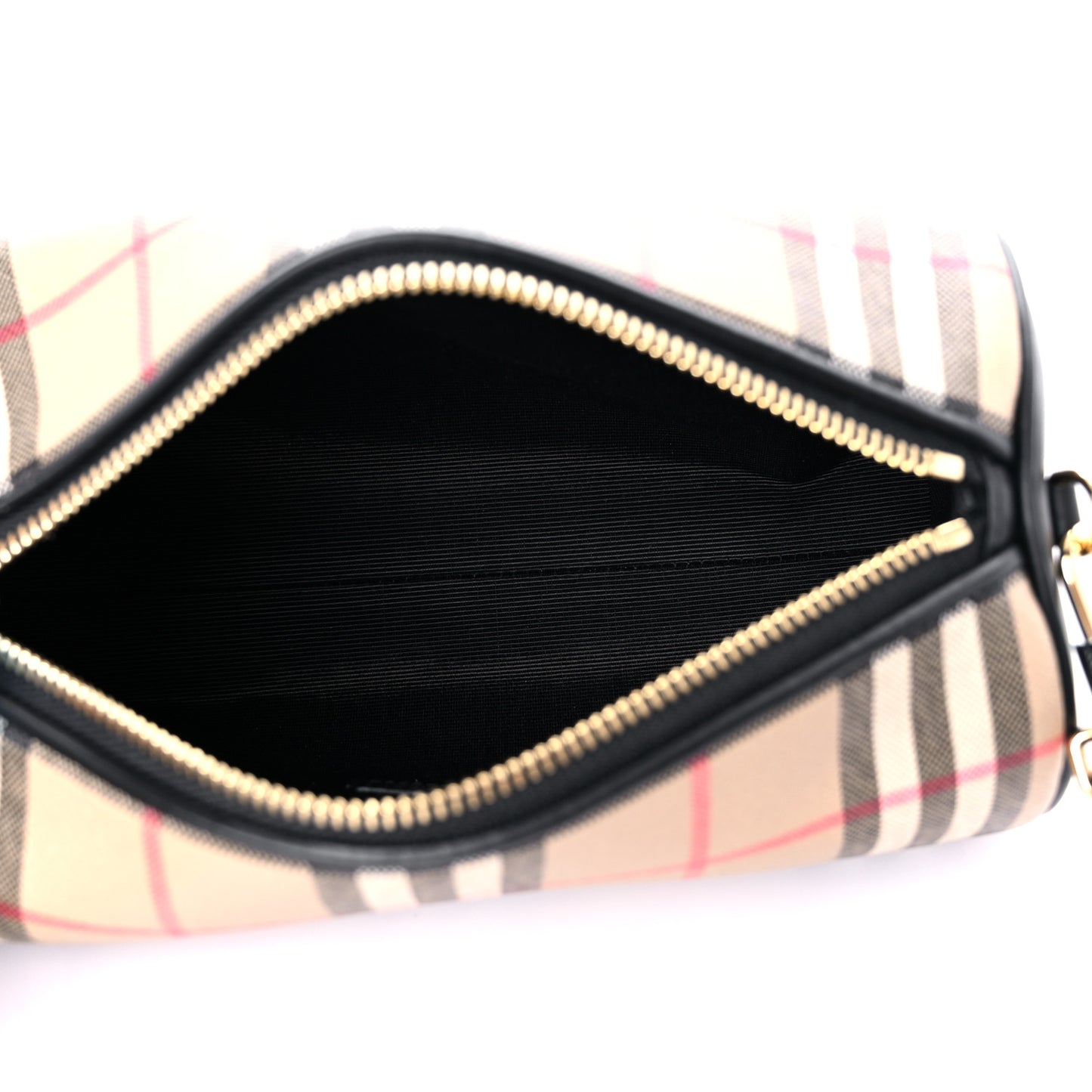 Vintage Check Calfskin Barrel Bag Beige Black