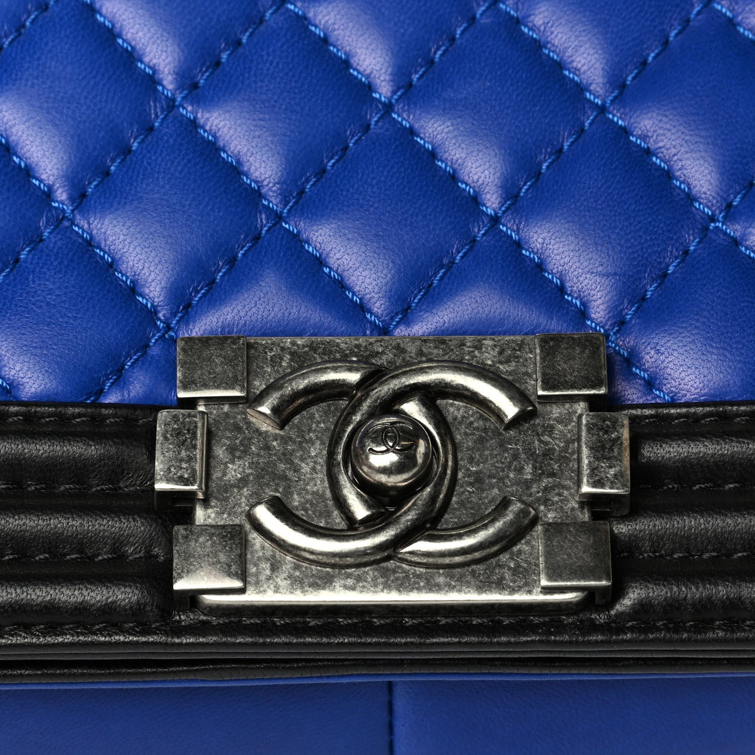 Chanel Lambskin Quilted Large Boy Flap Blue Black 7 of 7