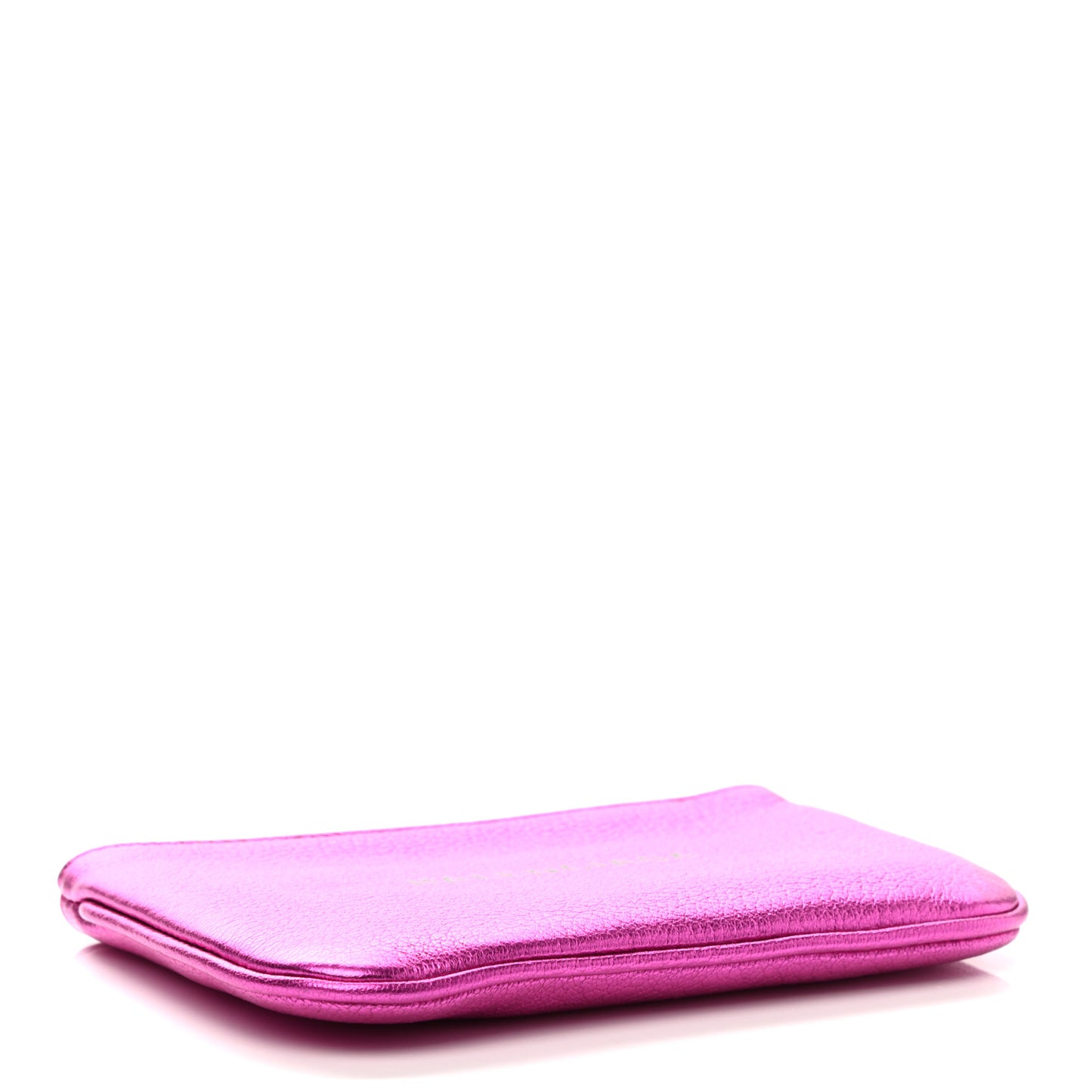 Metallic Goatskin Logo XS Ville Pouch Rose Fuchsia Black