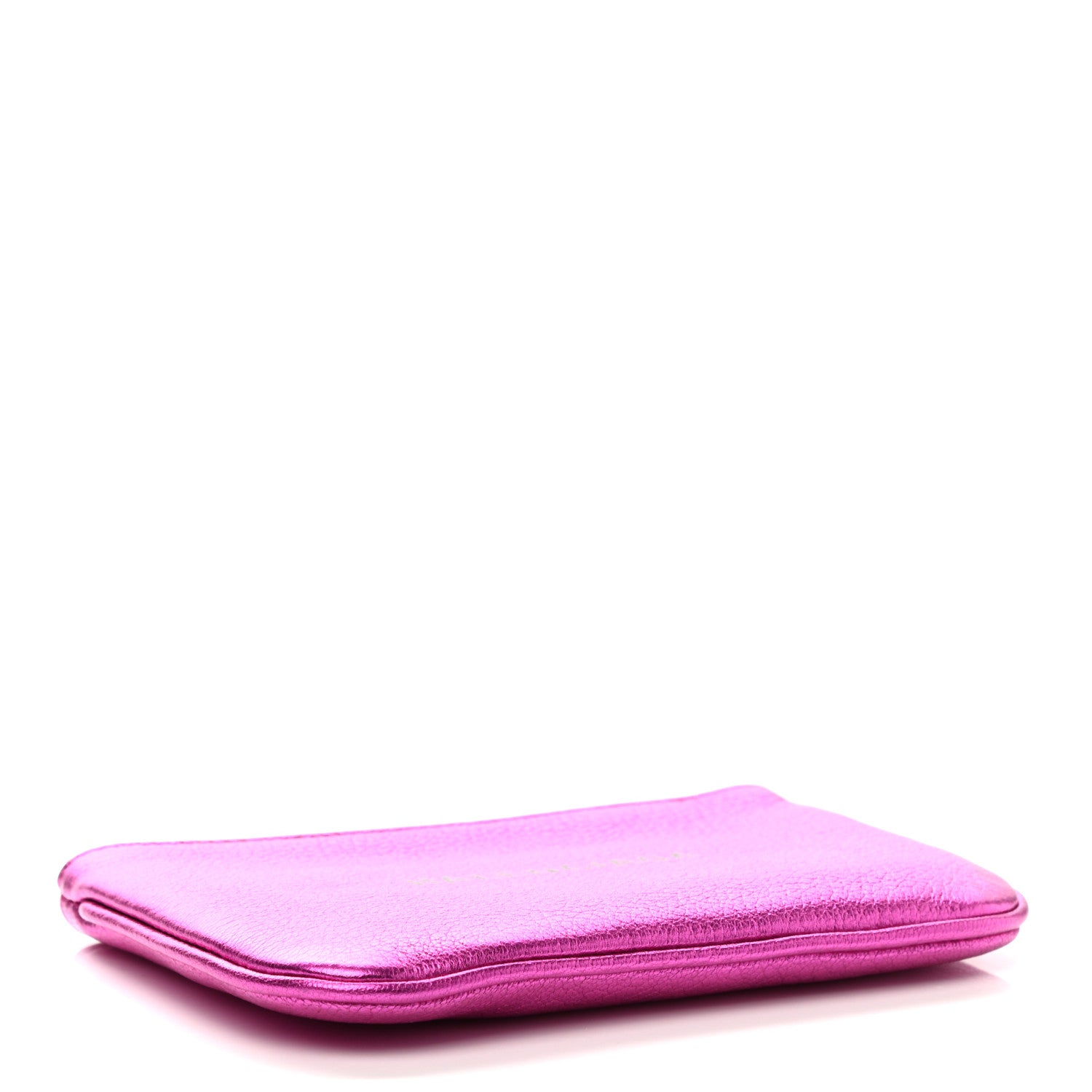 Balenciaga Metallic Goatskin Logo XS Ville Pouch Rose Fuchsia Black 4 of 7
