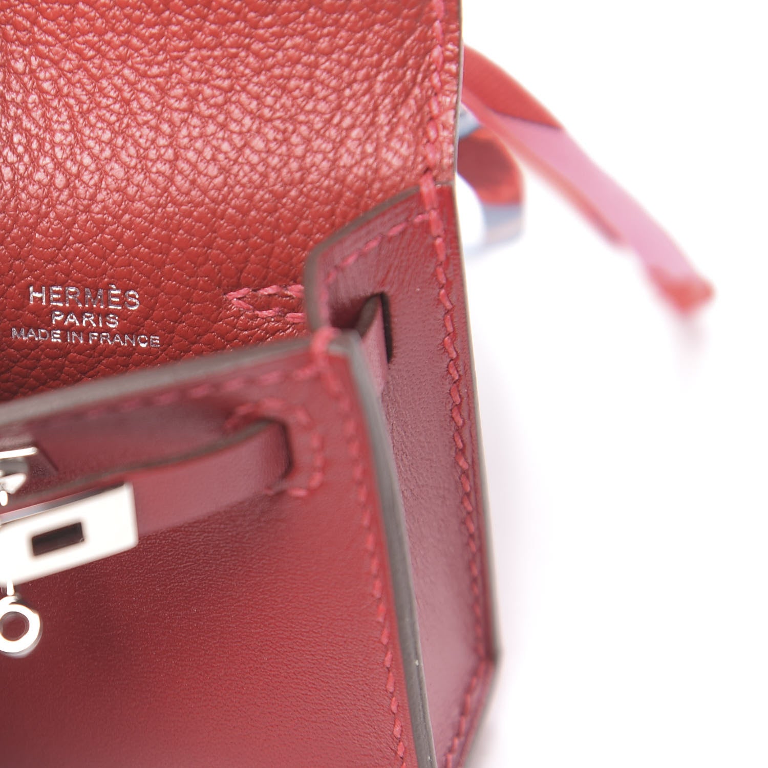 Hermes Tadelakt Mini Kelly Twilly Bag Charm Rouge Vif 4 of 6