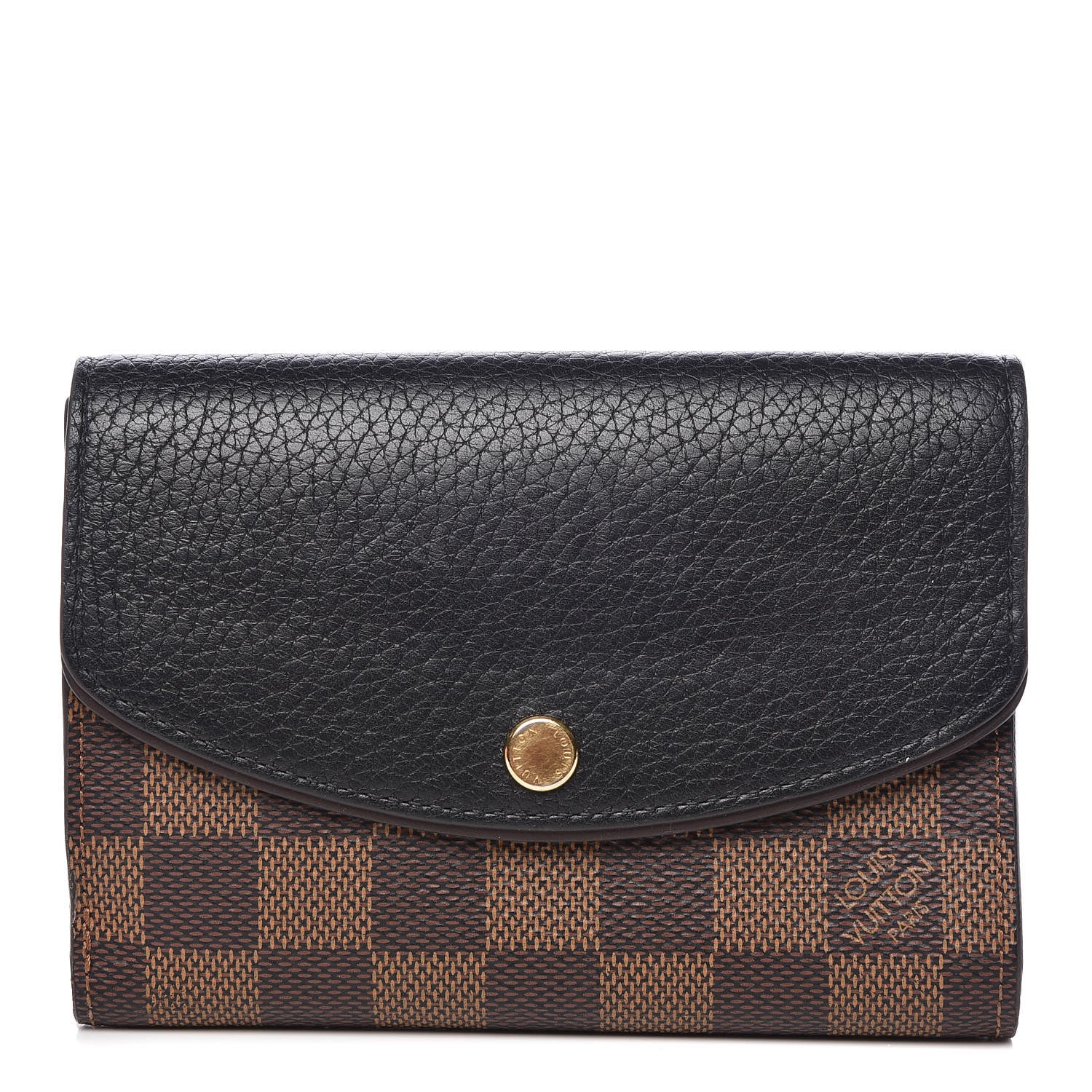 Louis Vuitton Damier Ebene Normandy Compact Wallet Black 1 of 13