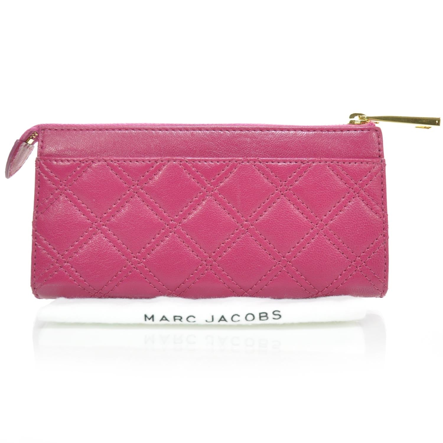 Marc Jacobs Leather Quilted Zip Clutch Wallet Fuchsia 2 of 8