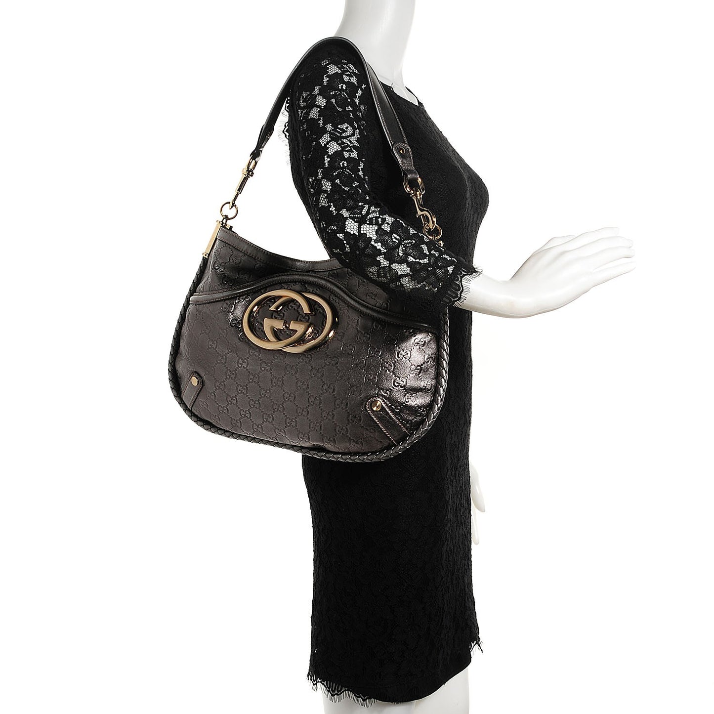 Guccissima Britt Medium Shoulder Bag Gunmetal