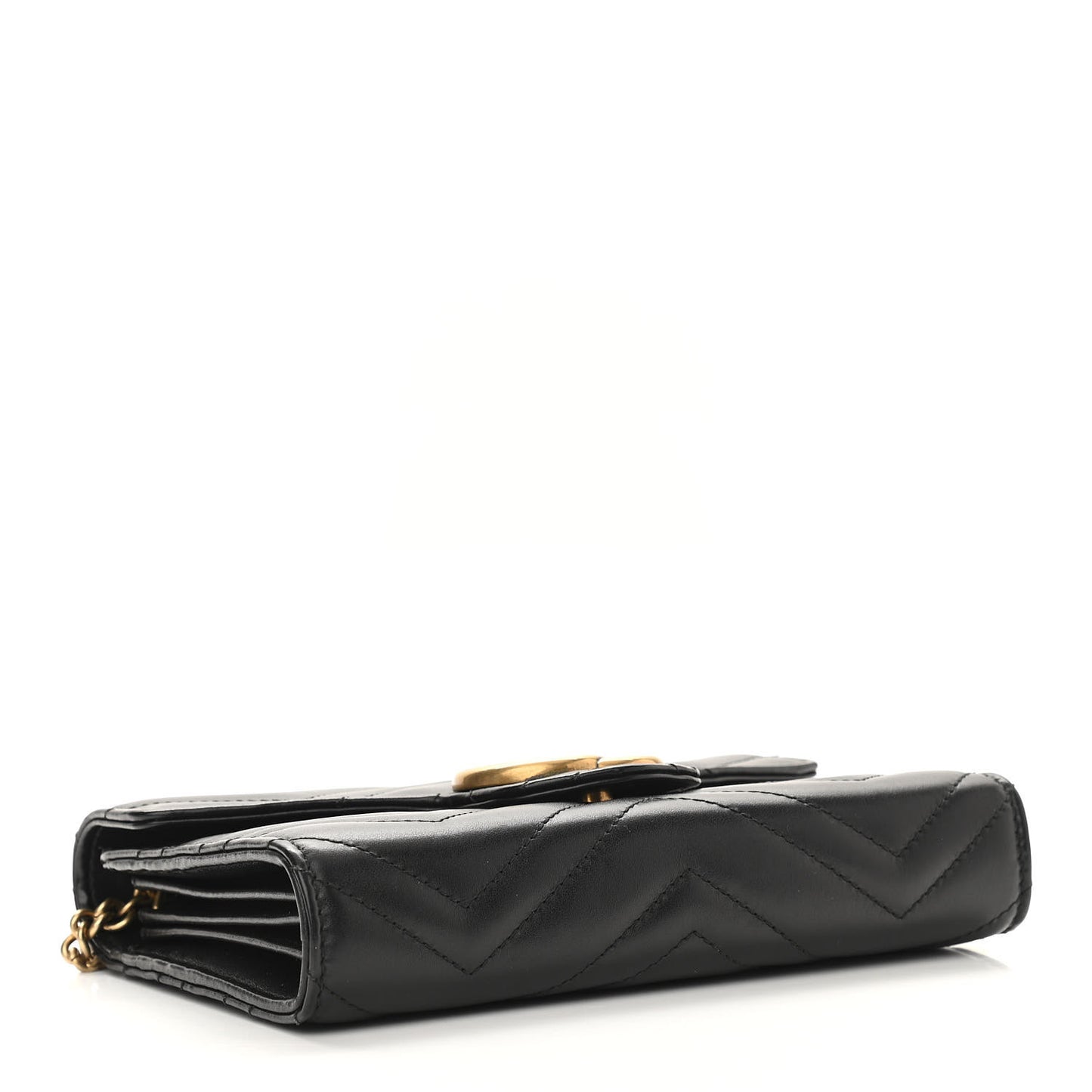 Calfskin Matelasse GG Marmont Chain Wallet Black