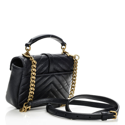 Saint Laurent Sheepskin Matelasse Chevron Monogram College Chain Wallet Deep Marine 3 of 6