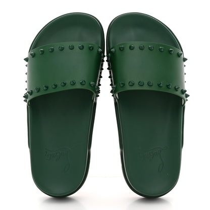Christian Louboutin Calfskin Studded Pool Fun Platform Flat Slide Sandals 35 Green 2 of 9