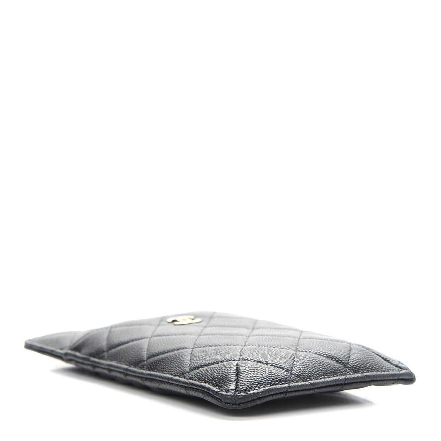 Caviar Quilted Classic Flat Wallet Pouch Black