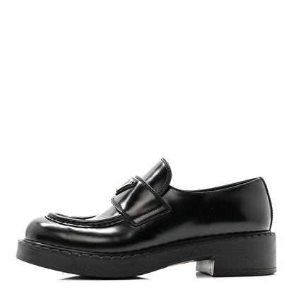 Prada Spazzolato Metal Triangle Logo 50mm Loafers 37.5 Black 1 of 13