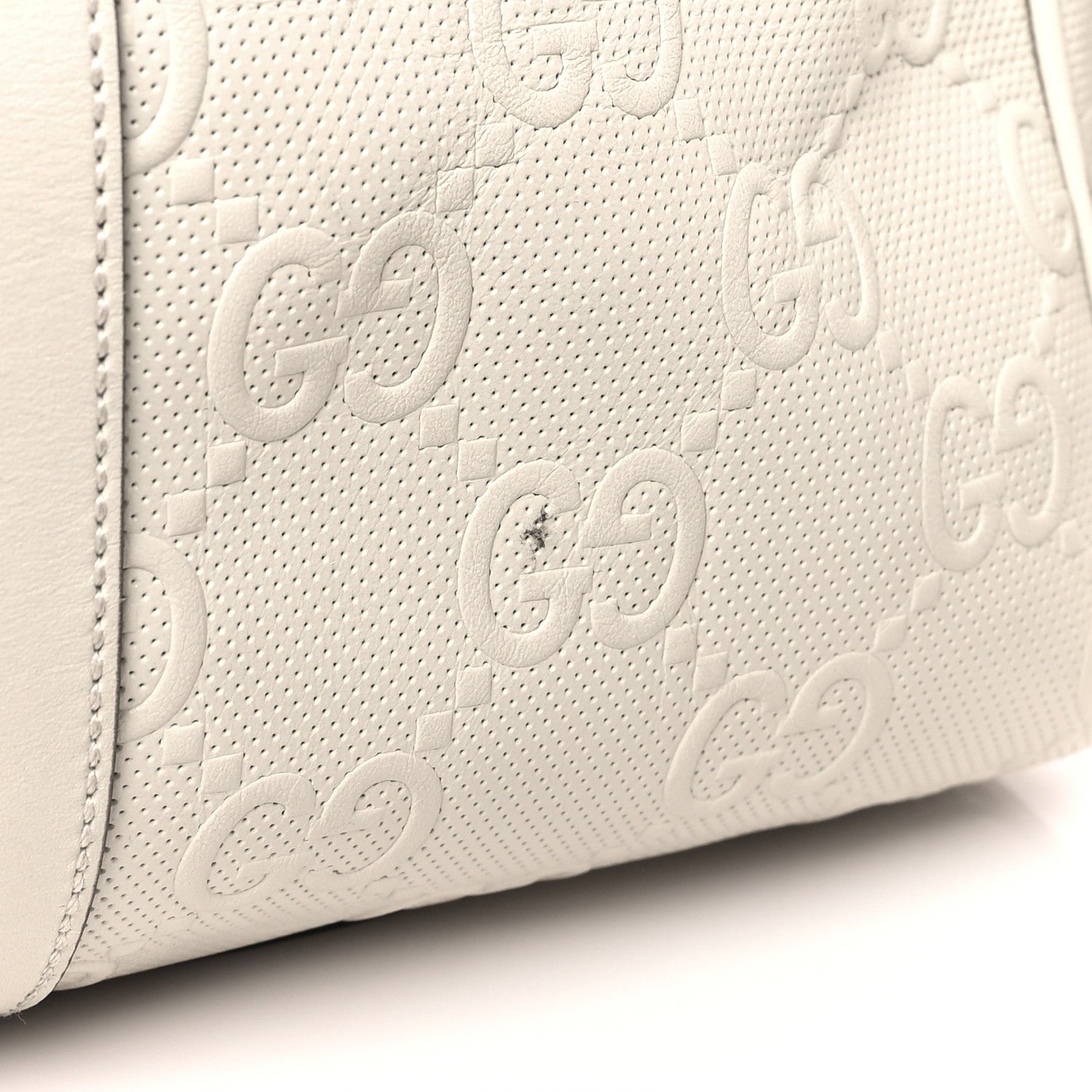 Gucci Calfskin GG Tennis Embossed Duffle Bag Mystic White 9 of 11