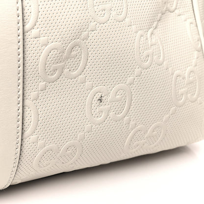 Gucci Calfskin GG Tennis Embossed Duffle Bag Mystic White 9 of 11