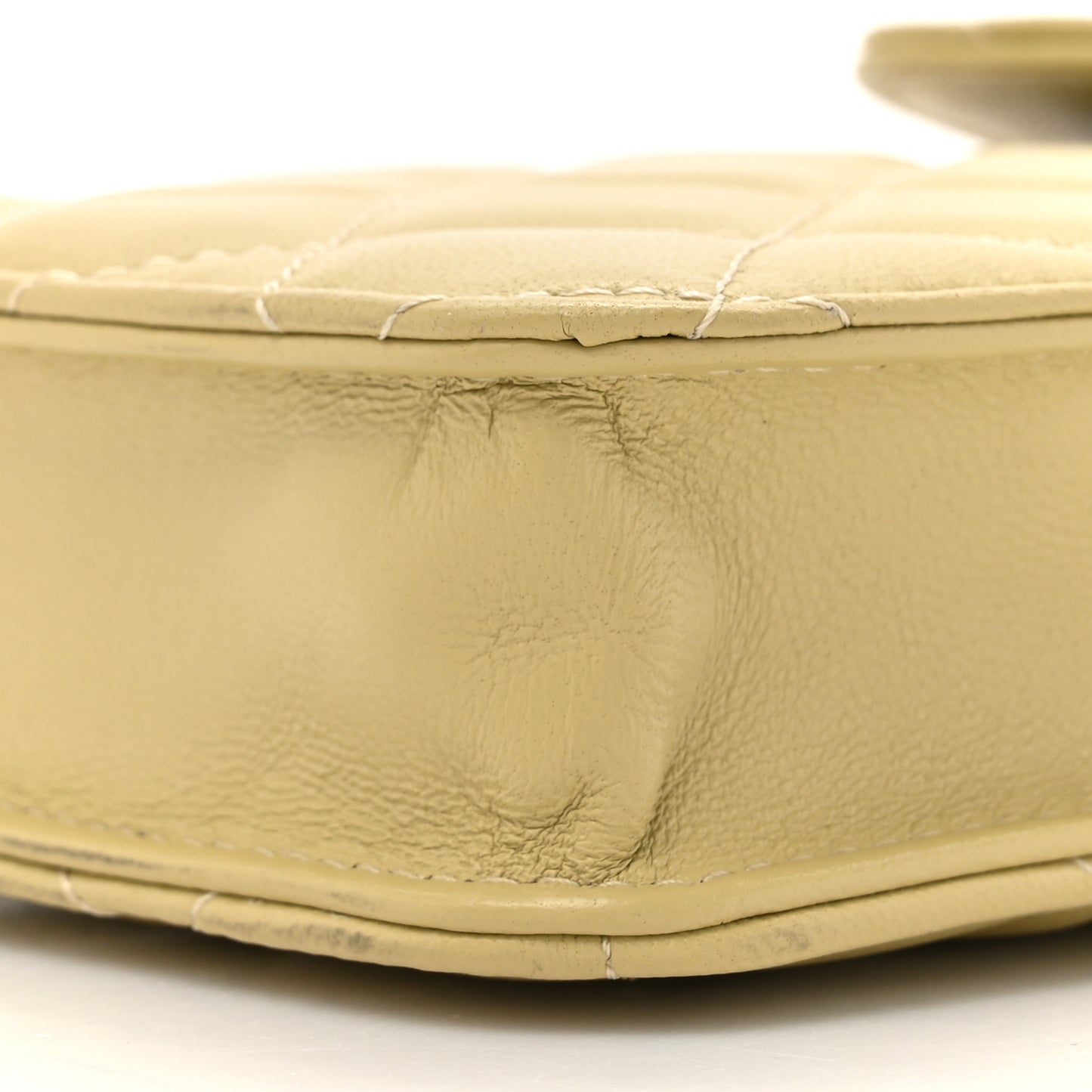 Lambskin Quilted Enamel CC Wallet on Chain WOC Light Green