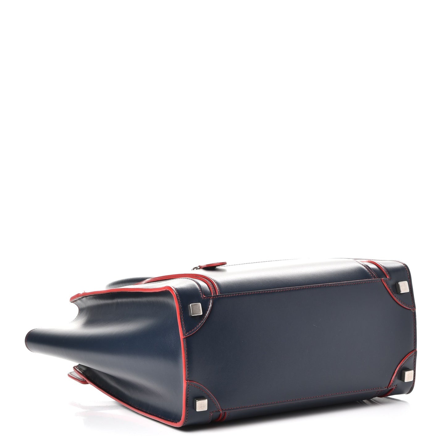 Satin Debossed Calfskin Micro Luggage Navy Blue