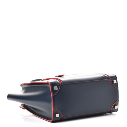 Celine Satin Debossed Calfskin Micro Luggage Navy Blue 5 of 9