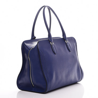 Alexander McQueen Pebbled Calfskin Large Skull Padlock Zip Around Tote Ultramarine 3 of 9