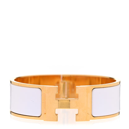 Hermes Enamel Wide Clic Clac H Bracelet GM White 1 of 5