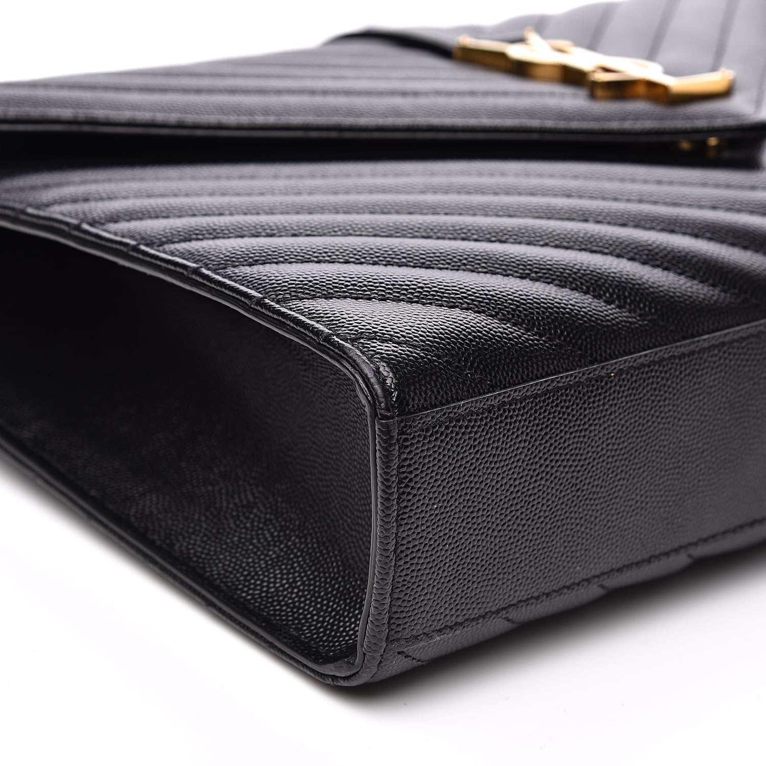 Saint Laurent Grain De Poudre Matelasse Chevron Large Monogram Satchel Black 8 of 11
