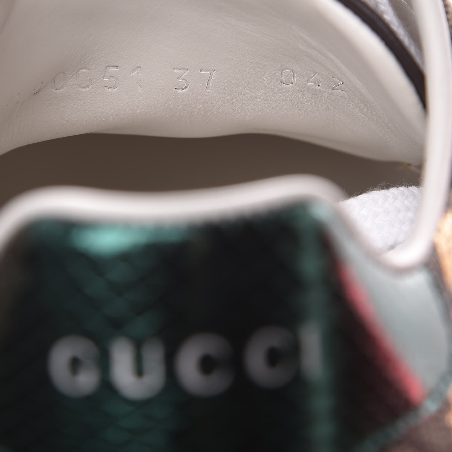 Gucci GG Supreme Monogram Bees Ayers Web Womens Ace Sneakers 37 Beige Oro Green Red 9 of 11