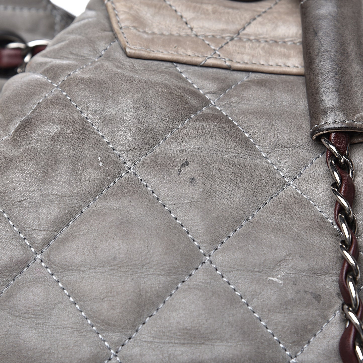 Iridescent Calfskin Quilted In The Mix Backpack Grey