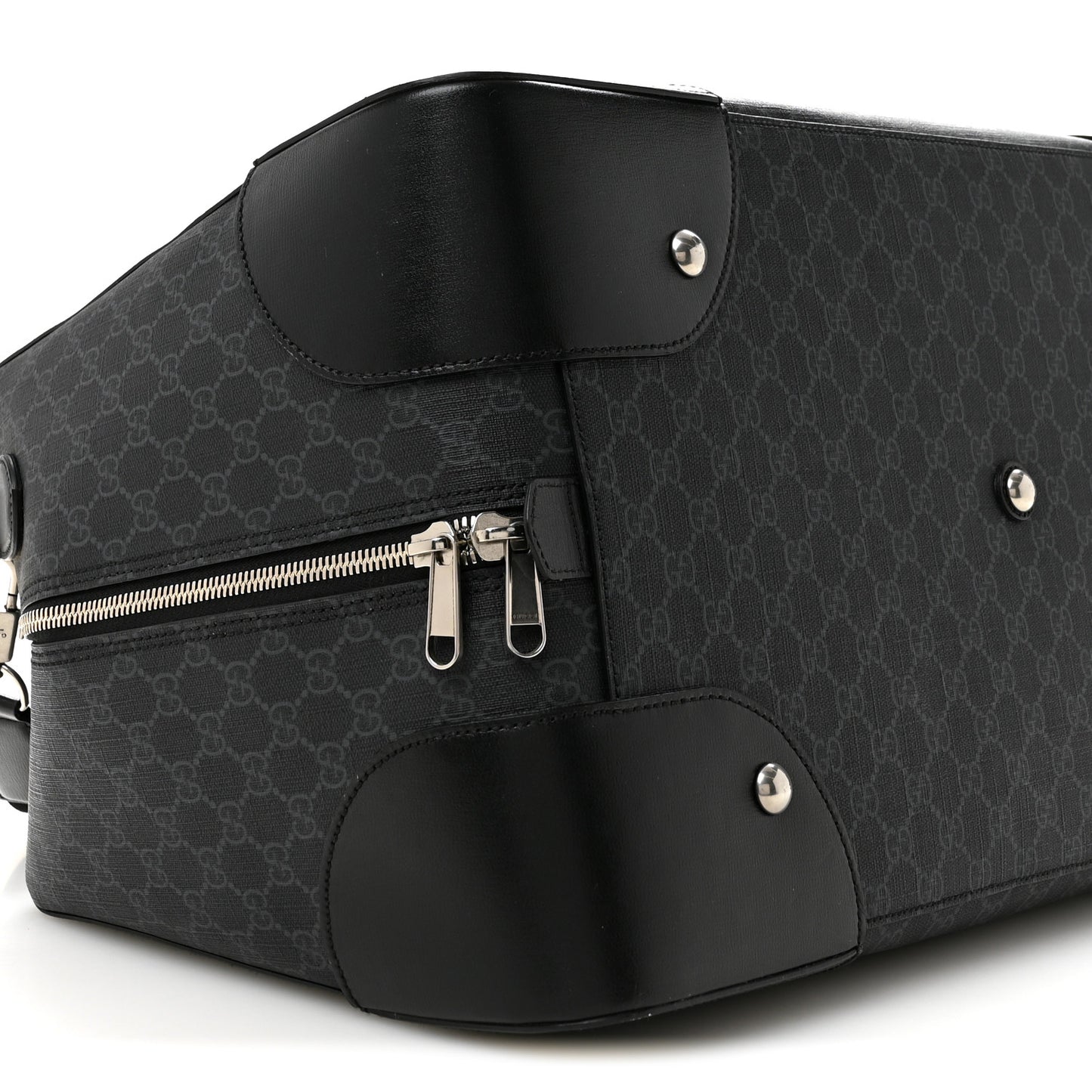 GG Supreme Monogram Azalea Calfskin Retro Interlocking G Large Duffle Bag Black Grey