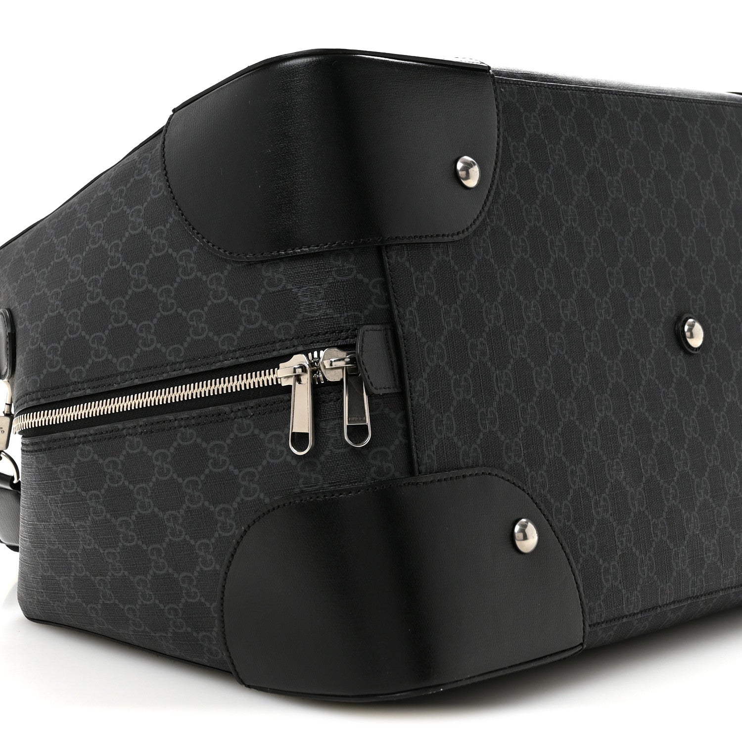 Gucci GG Supreme Monogram Azalea Calfskin Retro Interlocking G Large Duffle Bag Black Grey 8 of 12