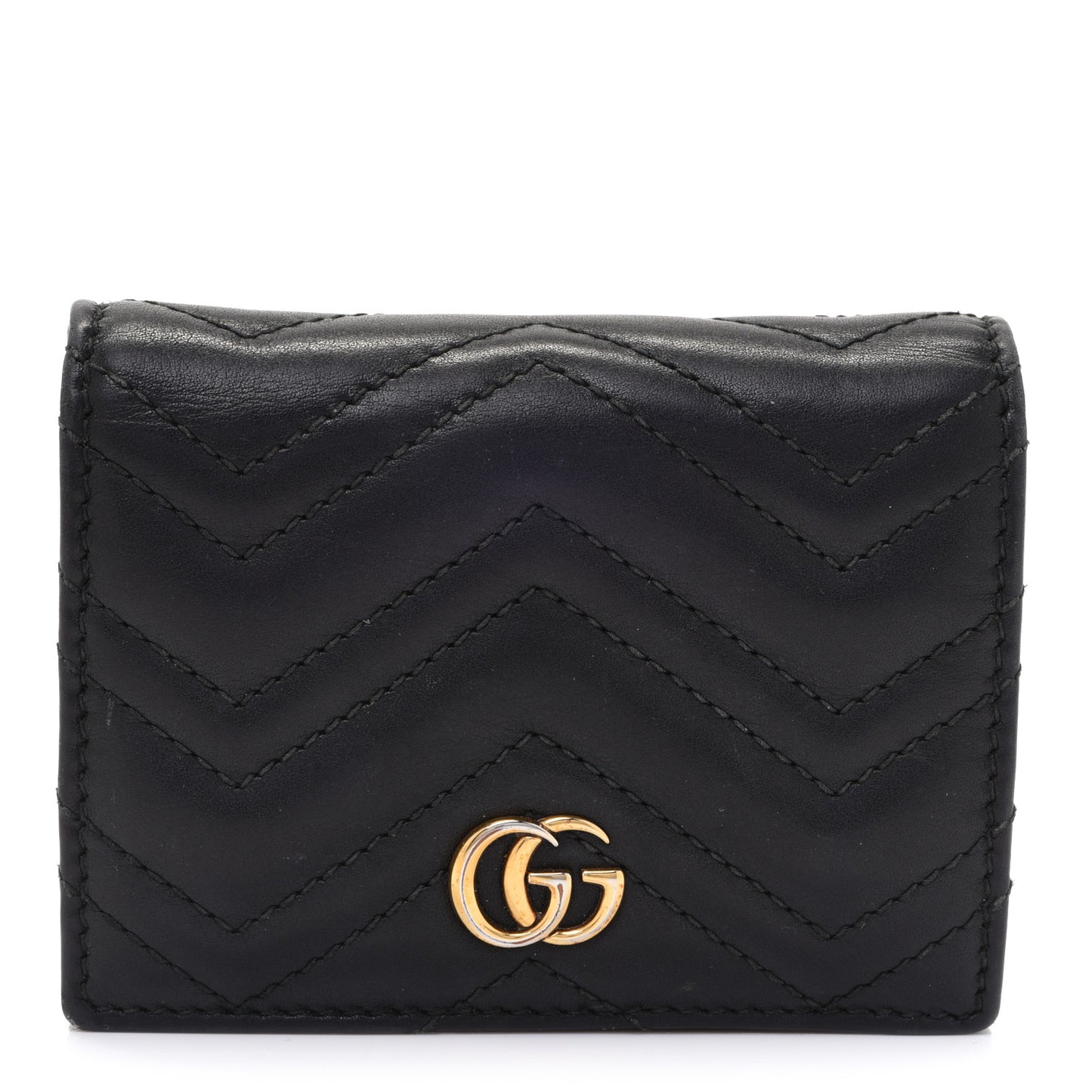 Calfskin Matelasse GG Marmont Card Case Wallet Black