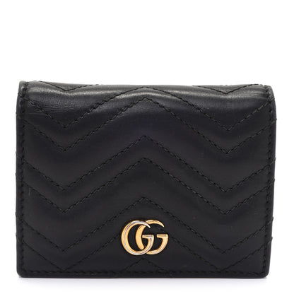 Gucci Calfskin Matelasse GG Marmont Card Case Wallet Black 1 of 9