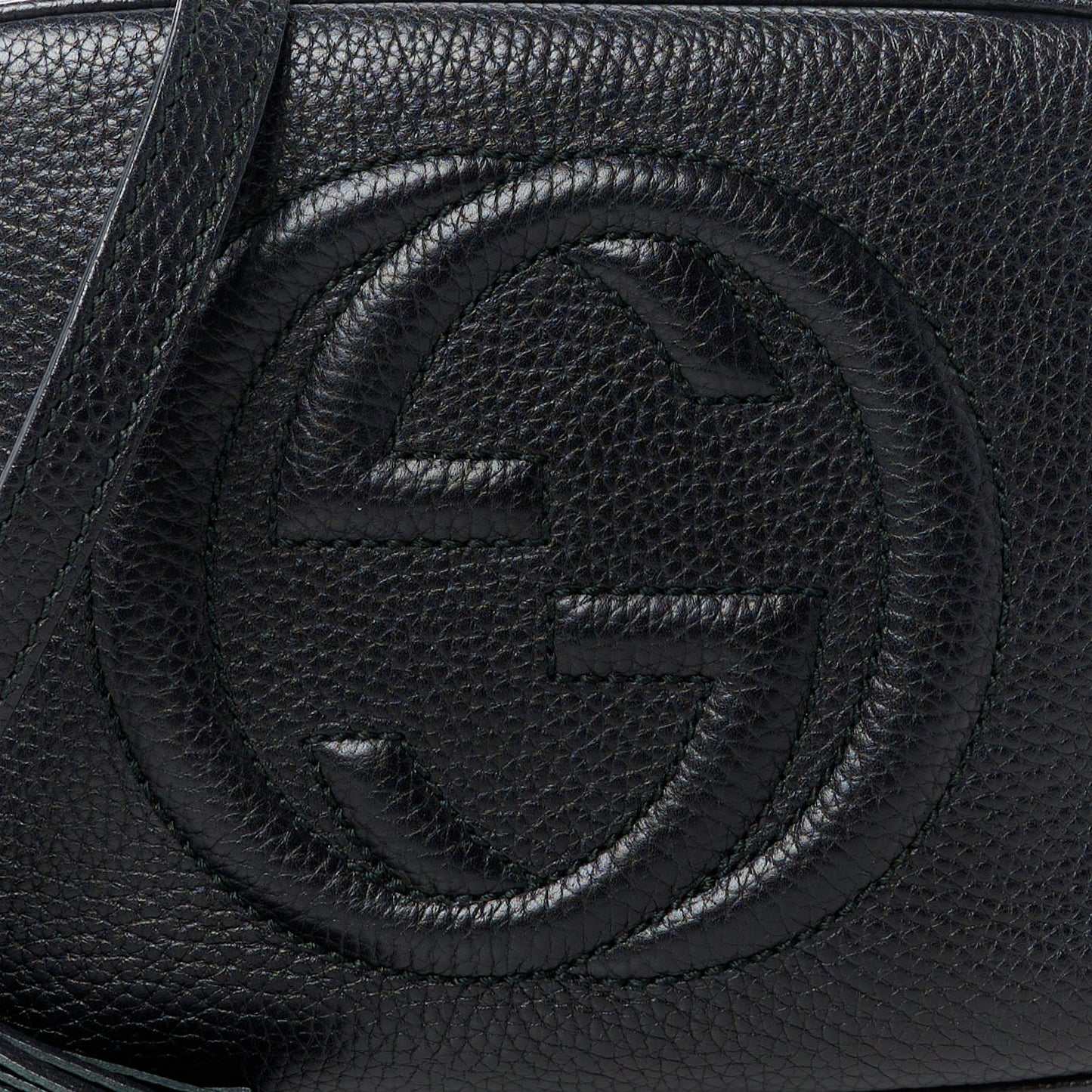 Pebbled Calfskin Small Soho Disco Bag Black