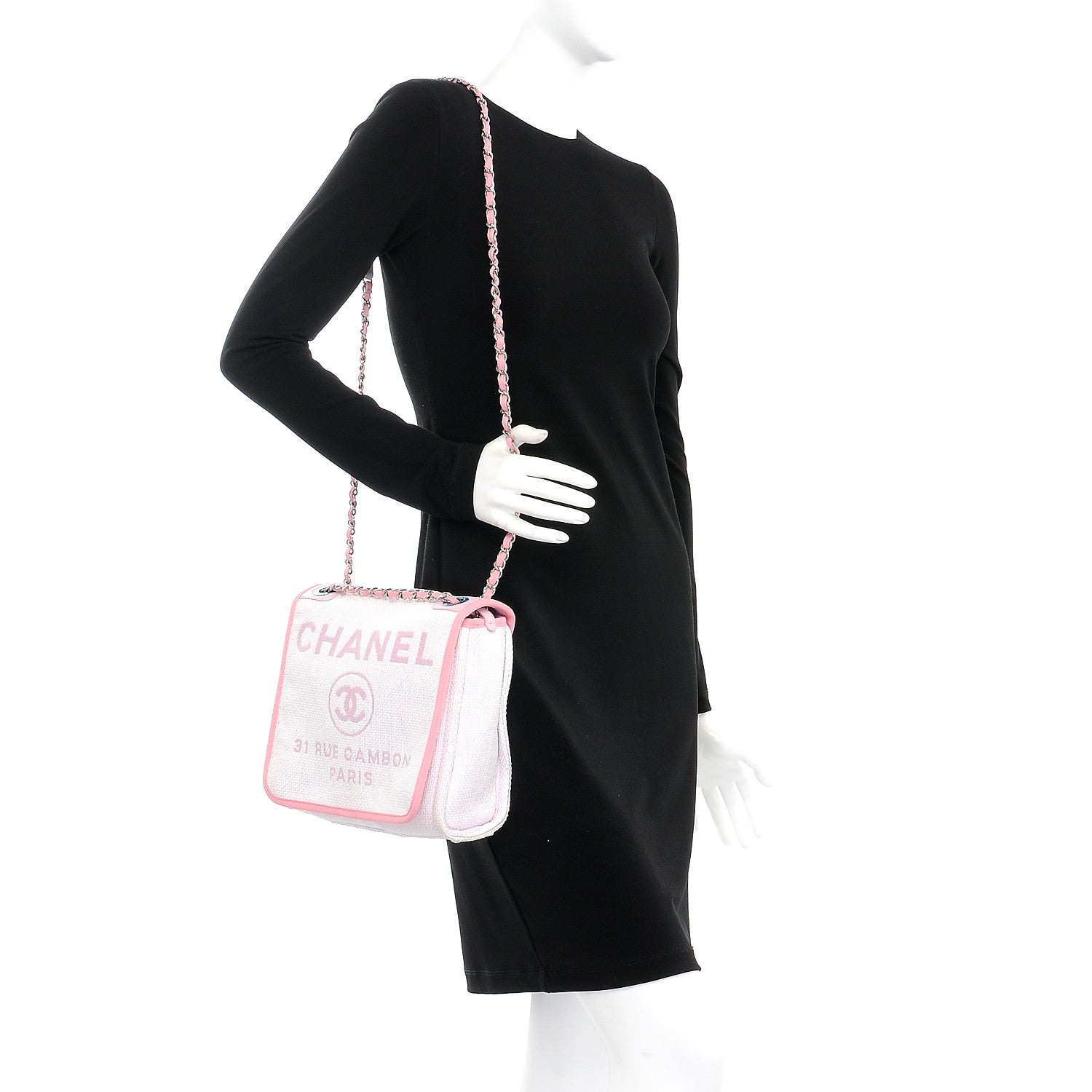 Chanel Woven Straw Raffia Small Deauville Messenger Light Pink 2 of 7