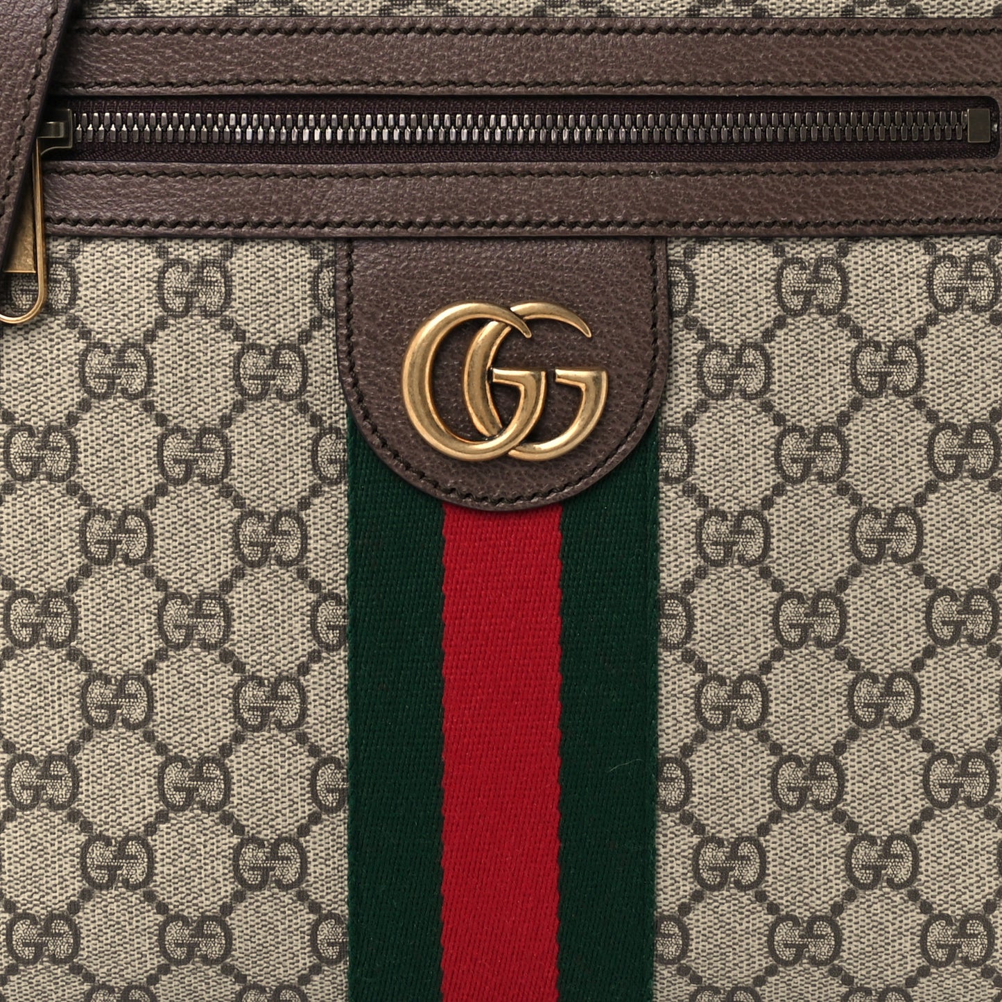 GG Supreme Monogram Web Small Ophidia Messenger Bag Brown