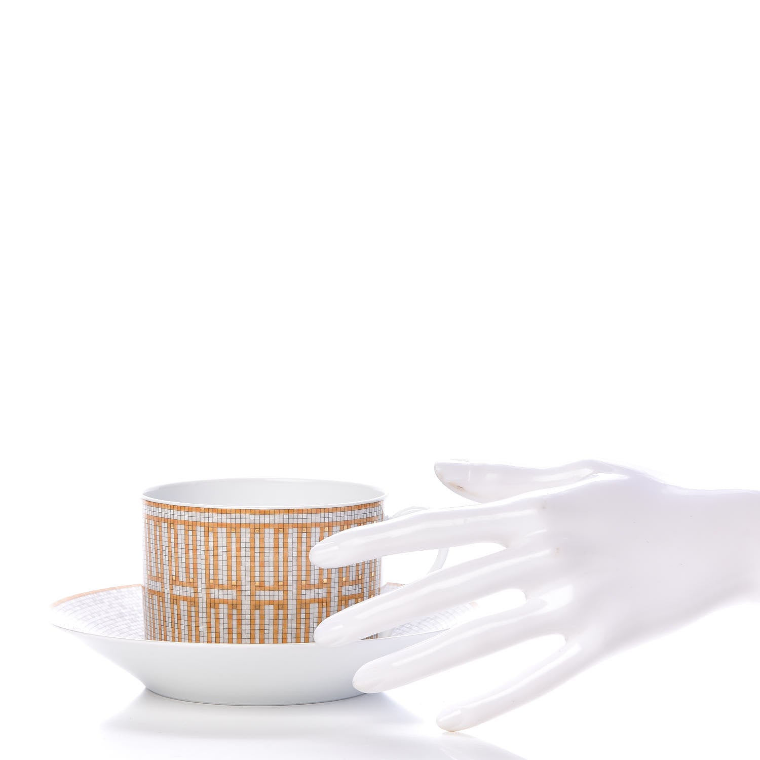 Hermes Porcelain Mosaique Au 24 Gold Breakfast Cup and Saucer 2 of 12