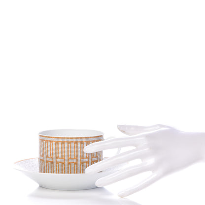 Hermes Porcelain Mosaique Au 24 Gold Breakfast Cup and Saucer 2 of 12