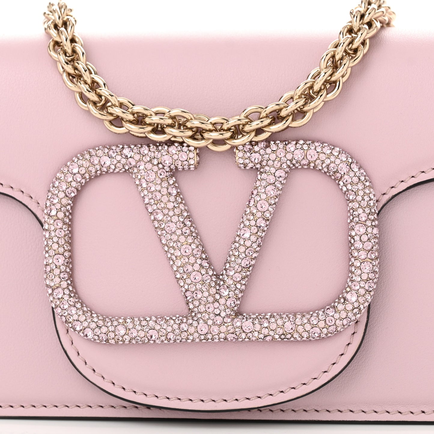 Calfskin Crystal Vlogo Small Loco Shoulder Bag Water Lilies