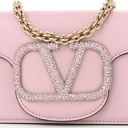 Valentino Garavani Calfskin Crystal Vlogo Small Loco Shoulder Bag Water Lilies 8 of 11