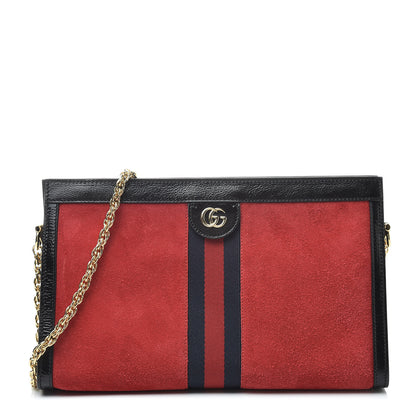 Gucci Suede Patent Web Medium Ophidia Chain Shoulder Bag Hibiscus Red Black 1 of 13