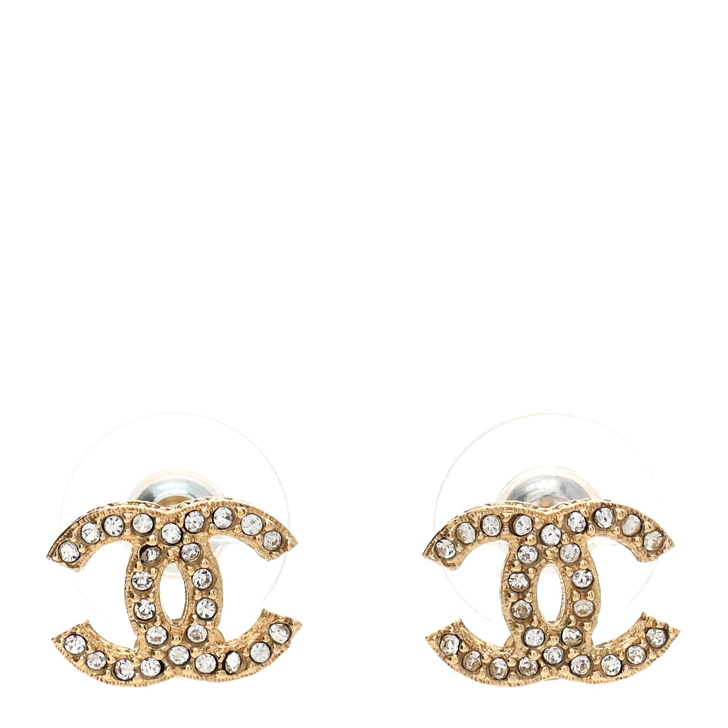 Chanel Crystal CC Earrings Light Gold 1 of 4