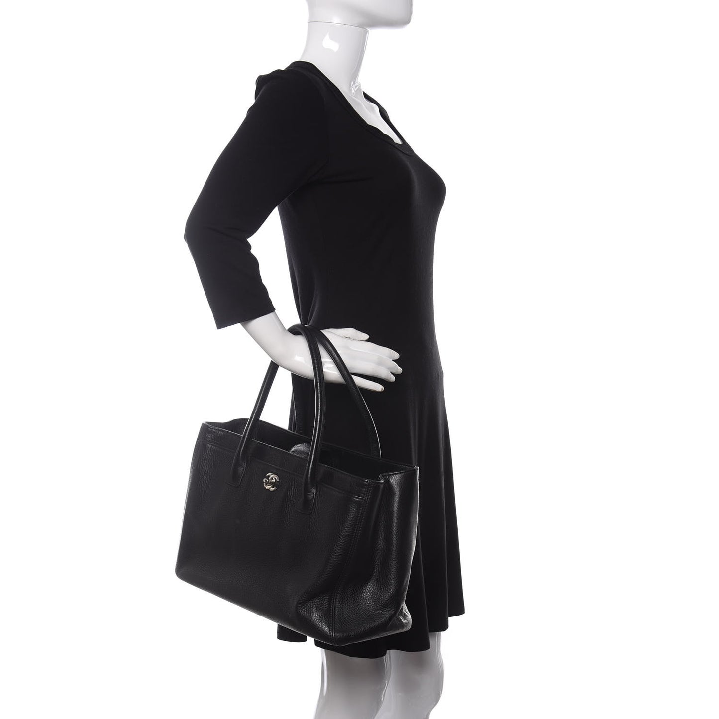 Calfskin Cerf Executive Shopper Tote Black