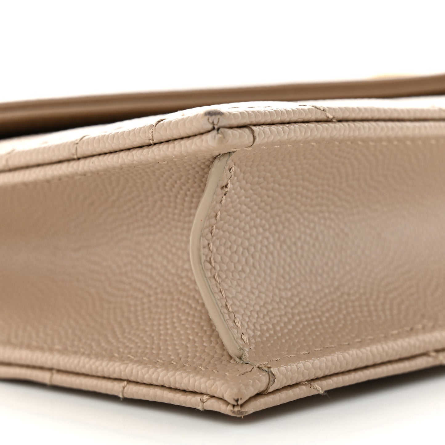 Grain De Poudre Matelasse Chevron Monogram Envelope Chain Wallet Dark Latte