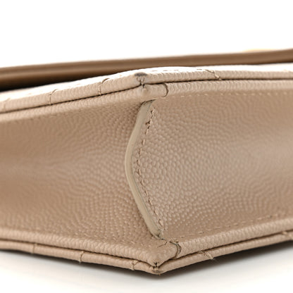 Saint Laurent Grain De Poudre Matelasse Chevron Monogram Envelope Chain Wallet Dark Latte 8 of 12