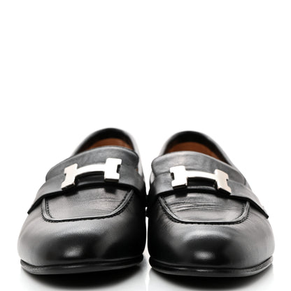 Hermes Goatskin Womens Paris Loafers 36 Black 2 of 10