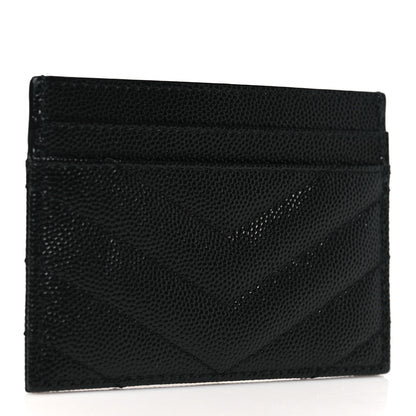 Saint Laurent Grain De Poudre Matelasse Chevron Credit Card Case Black 3 of 6